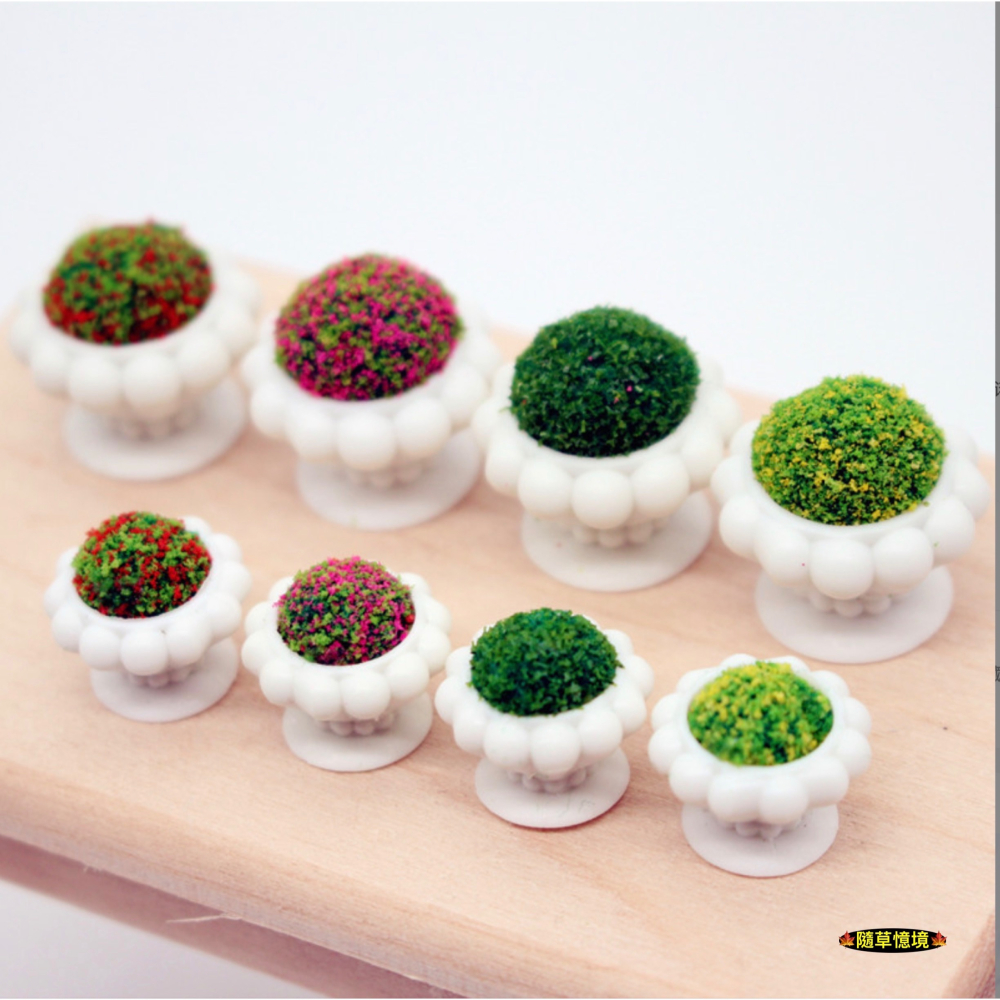 （8款）迷你仿真 花盆 盆栽 花壇 草壇 景觀花盆 室外綠植 植物模型 娃娃屋 袖珍 微縮 食玩 微景觀 模型-細節圖2