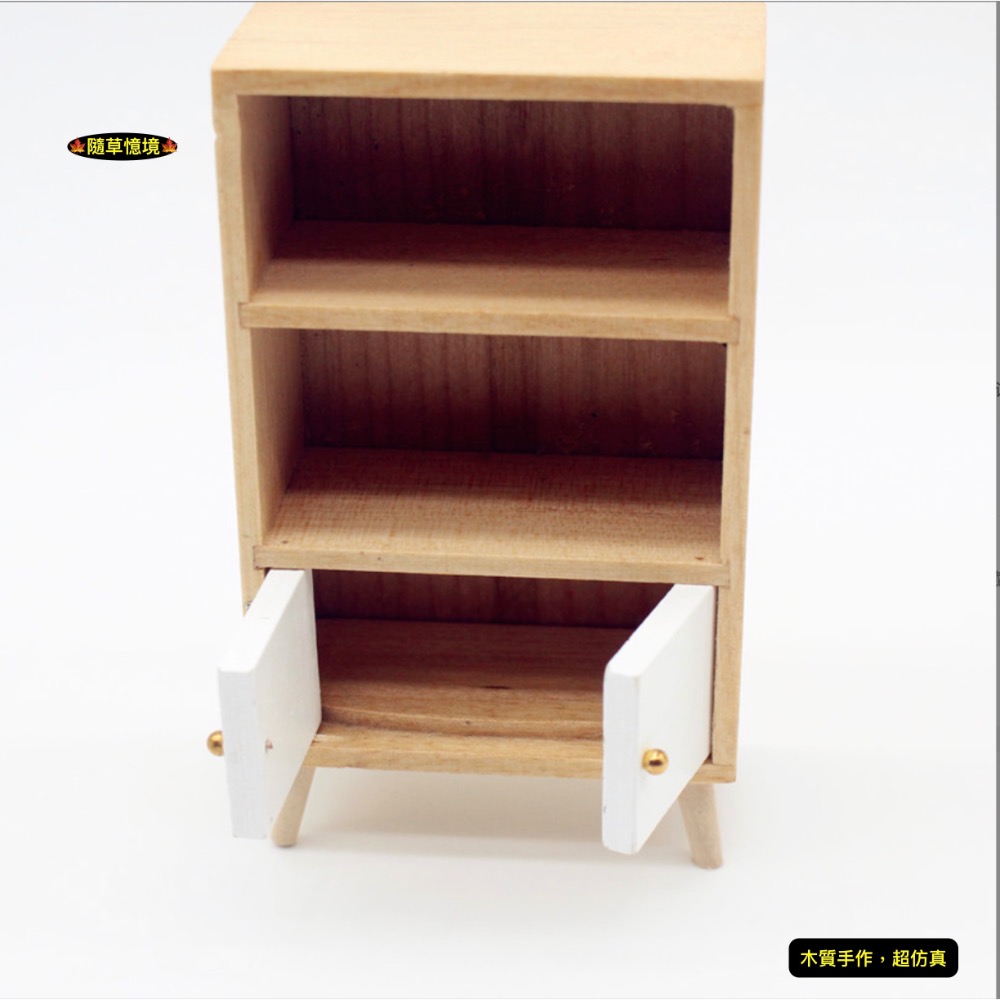 （木質雙門）迷你仿真 展示櫃 書櫃 置物櫃 立櫃 櫃子 木櫃 客廳 餐廳 娃娃屋 袖珍 微縮 食玩 微景觀 模型-規格圖6