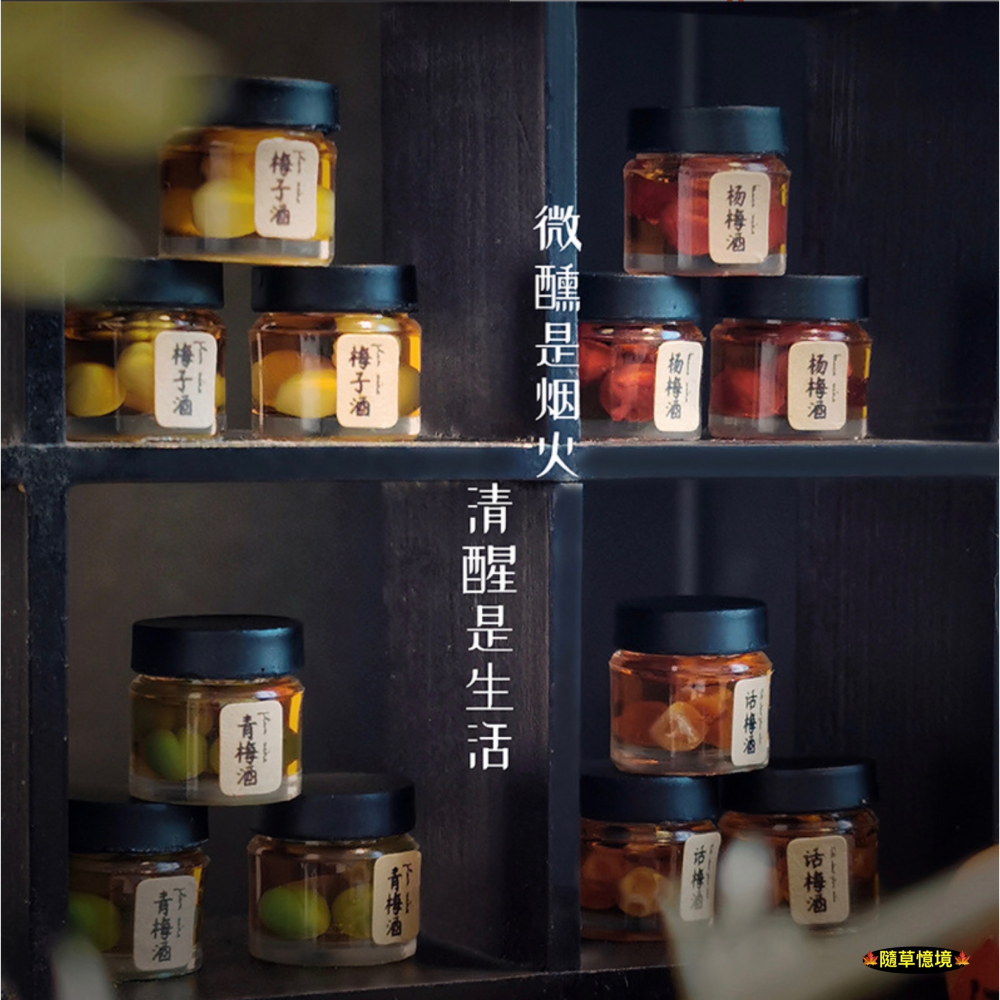 （高檔）迷你仿真 水果酒 梅子酒 話梅 楊梅 青梅 釀酒 果酒 I359 娃娃屋 袖珍 微縮 食玩 微景觀 模型-細節圖4