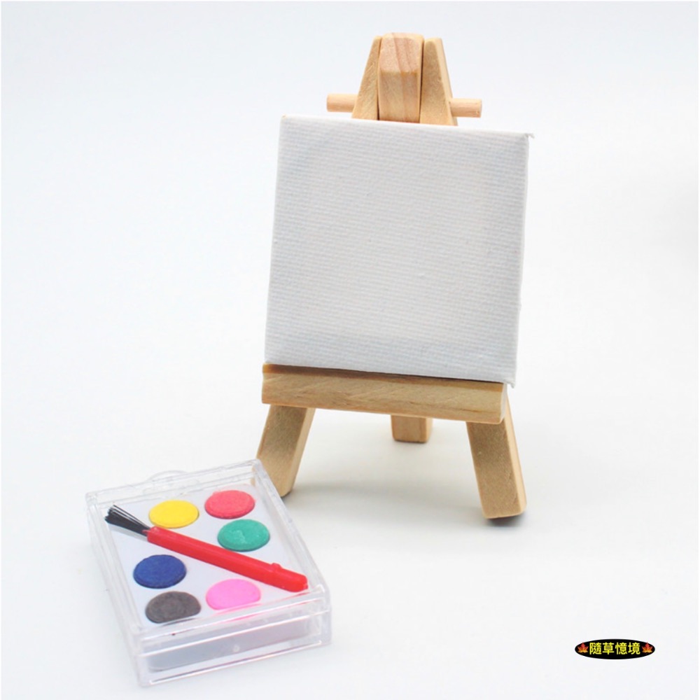 （全套組）迷你仿真 畫架 油畫框 顏料盒 水彩 木架 畫布 美術 藝術 畫廊 娃娃屋 袖珍 微縮 食玩 微景觀 模型-規格圖7