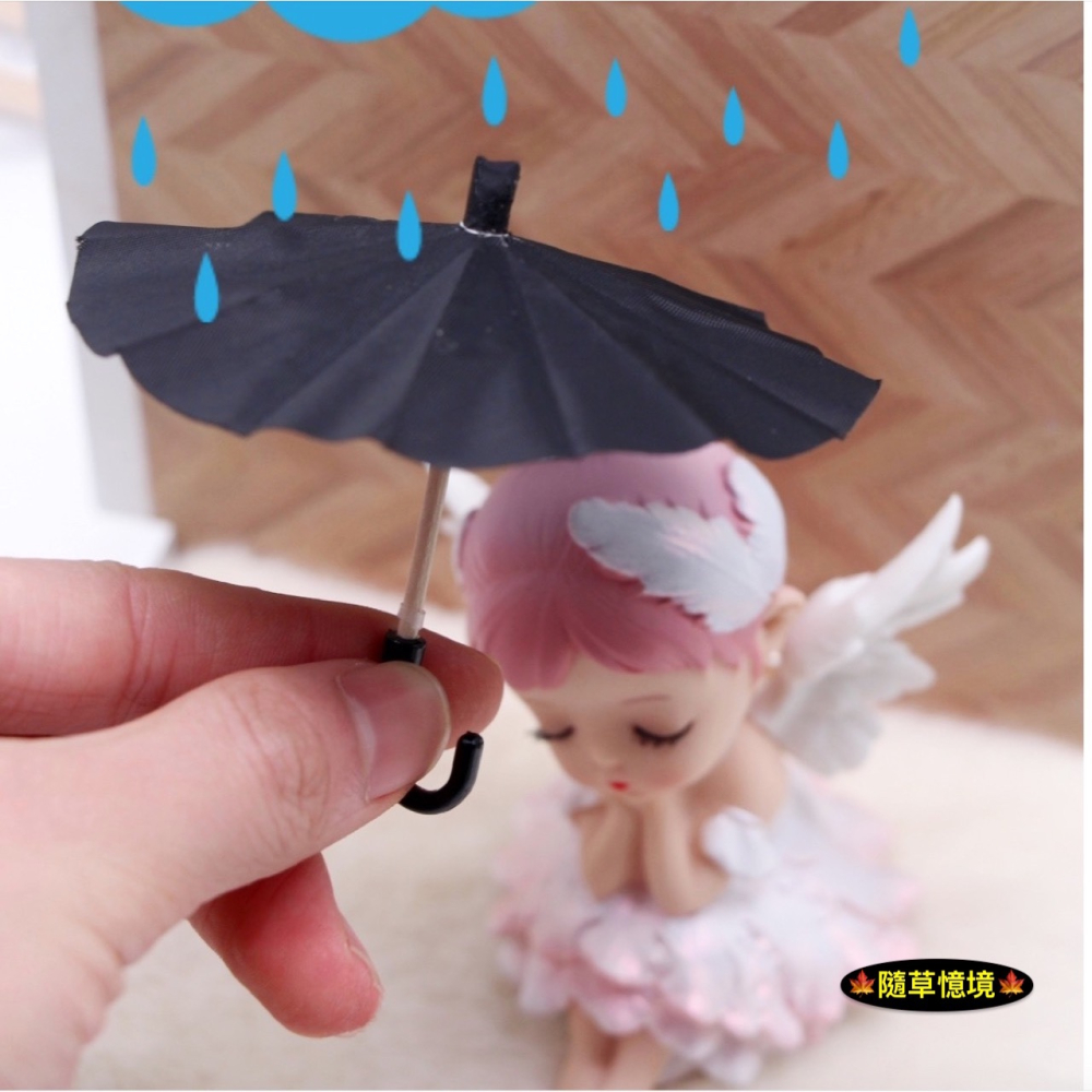 （可開傘）迷你仿真 雨傘 傘 陽傘 打傘 復古 黑傘 開傘 BJD 娃娃屋 袖珍 食玩 微縮 微景觀 模型-細節圖6