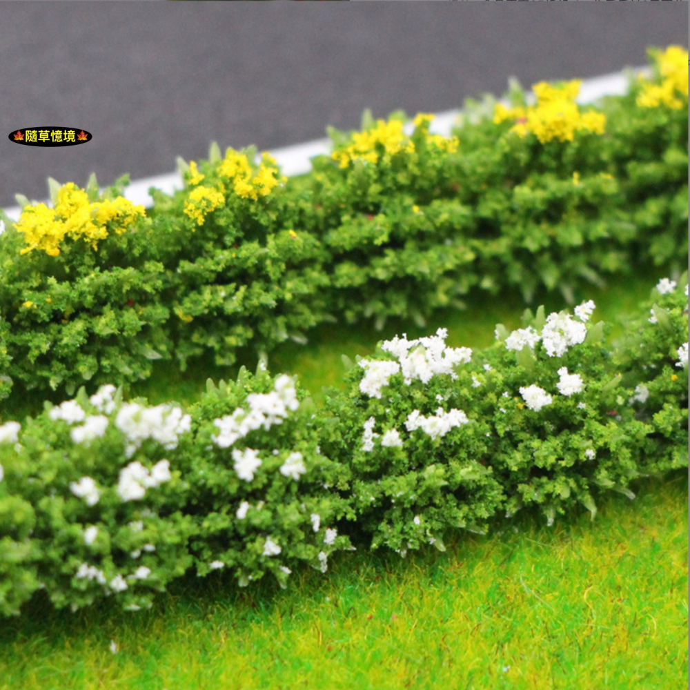 （6色）迷你仿真 灌木條 灌木 花壇 圍牆 花圃 灌木叢 樹牆 沙盤 植物 娃娃屋 袖珍 微縮 食玩 微景觀 模型-細節圖5