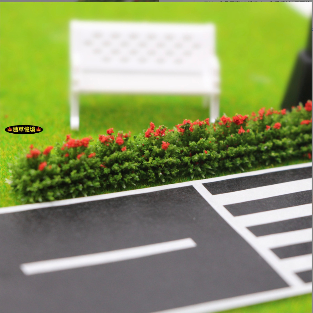 （6色）迷你仿真 灌木條 灌木 花壇 圍牆 花圃 灌木叢 樹牆 沙盤 植物 娃娃屋 袖珍 微縮 食玩 微景觀 模型-細節圖6