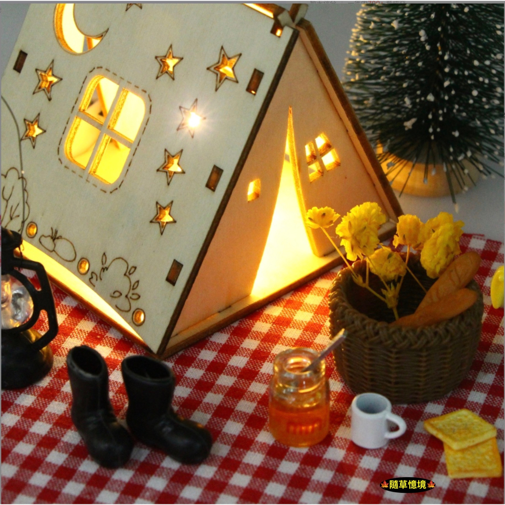 （全套組）迷你仿真 露營 帳篷 野營 營火 望遠 星空 野餐 BJD 娃娃屋 袖珍 微縮 食玩 微景觀 模型-細節圖6