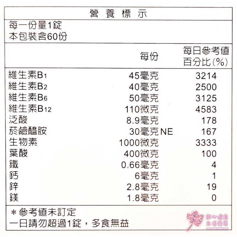 【允諾】金力壯錠(60錠/瓶) 維生素B群-細節圖4
