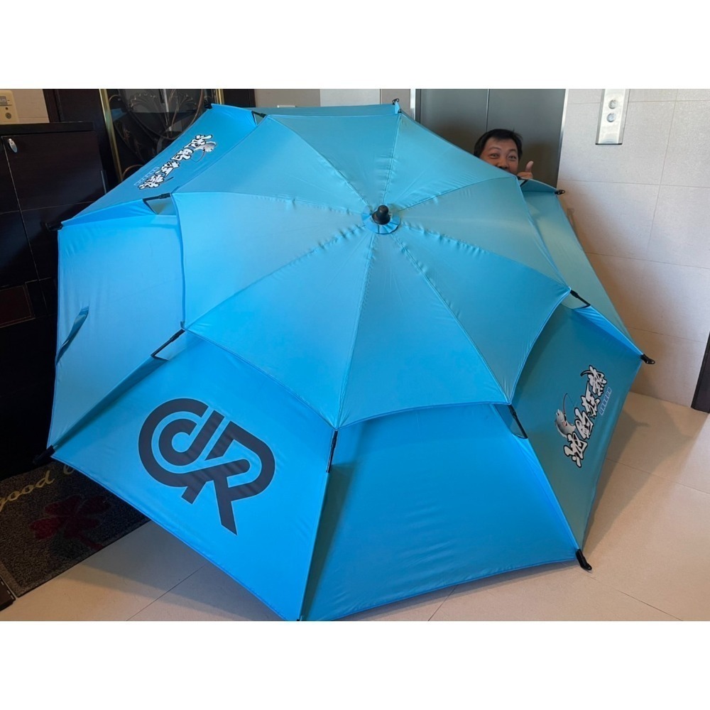 池釣專用傘-2.4米-正面凹槽不卡竿-加厚傘布頂規-內層黑膠隔熱-雙層透氣-CDKR池釣狂熱釣魚傘-細節圖6