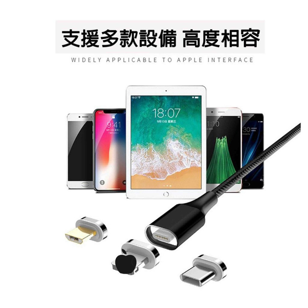 磁吸充電線 磁鐵 充電線 傳輸線 支援閃充 快速充電 Type-c Iphone  Microusb 蘋果 磁頭 雙面-細節圖3