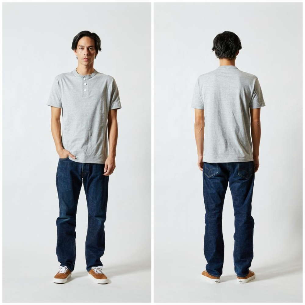 [免運]4色 日本 United Athle 5.6oz 亨利領素T UA 中磅 素色短T 素面T恤 Tee 35004-細節圖2