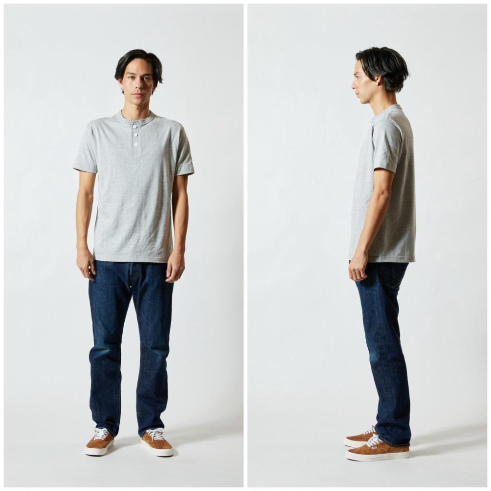 [免運]4色 日本 United Athle 5.6oz 亨利領素T UA 中磅 素色短T 素面T恤 Tee 35004-細節圖3