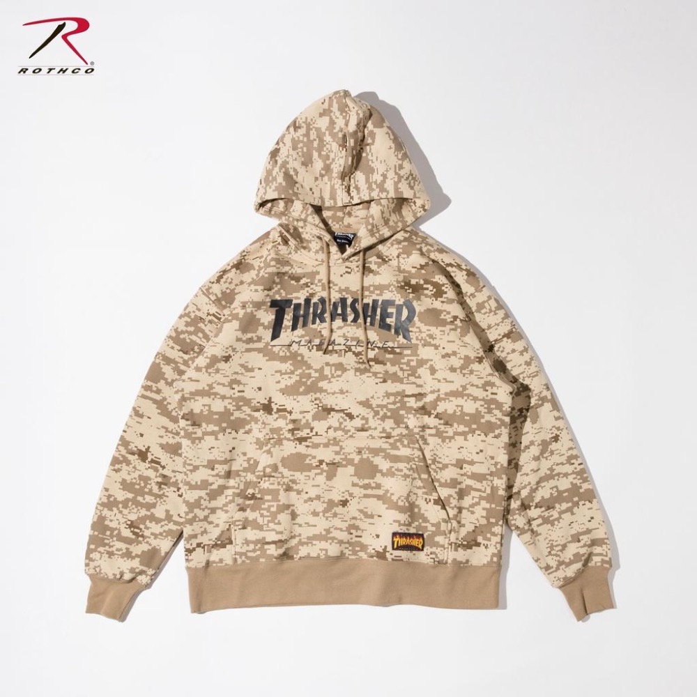 [免運] 美國Rothco x Thrasher 迷彩帽T 六沙美軍經典迷彩 軍裝 可搭綠軍褲 Camo Hoodie-細節圖3