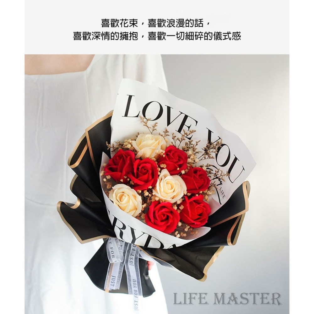 【生活大師】玫瑰花束 小香風碎冰藍 香皂花 滿天星花束送禮袋 送女朋友閨蜜老婆老師仿真香皂花禮物生日禮物表白求婚聖誕節-細節圖4