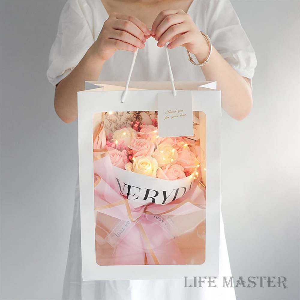 【生活大師】玫瑰花束 小香風碎冰藍 香皂花 滿天星花束送禮袋 送女朋友閨蜜老婆老師仿真香皂花禮物生日禮物表白求婚聖誕節-細節圖7