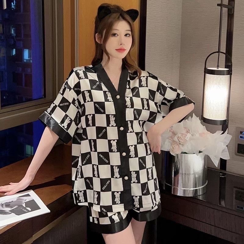 INS輕奢華絲綢涼感睡衣//兩件套-規格圖1