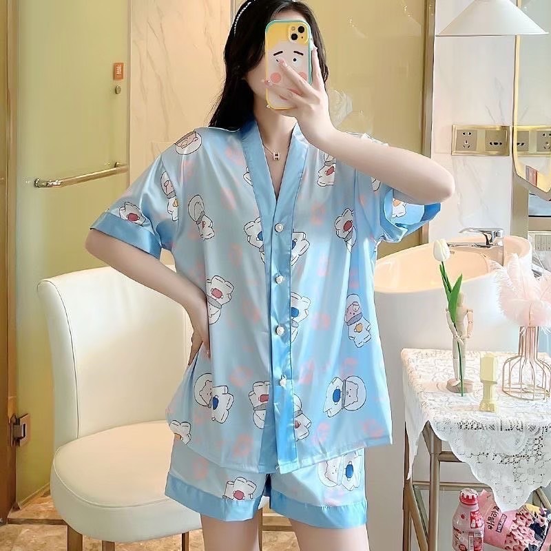 INS輕奢華絲綢涼感睡衣//兩件套-規格圖1