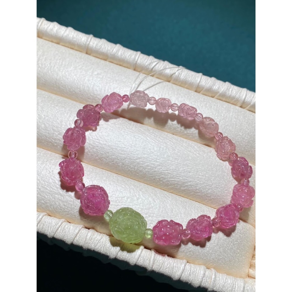 夢幻 花開牡丹富貴 碧璽雕刻手鍊 ～預購-細節圖2