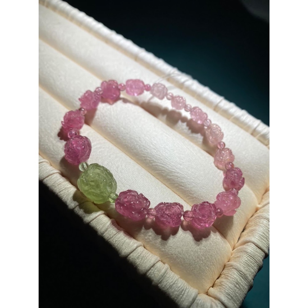 夢幻 花開牡丹富貴 碧璽雕刻手鍊 ～預購-細節圖3