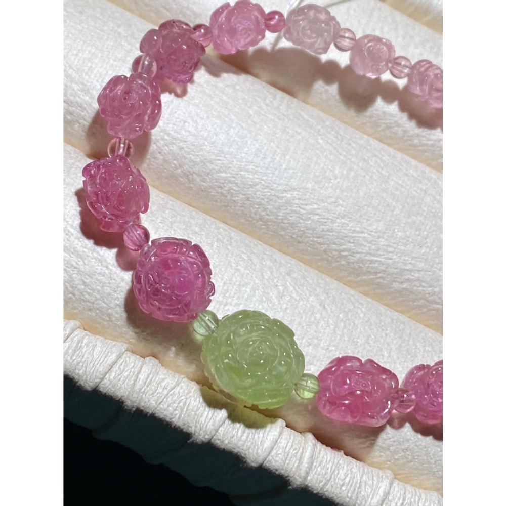 夢幻 花開牡丹富貴 碧璽雕刻手鍊 ～預購-細節圖4