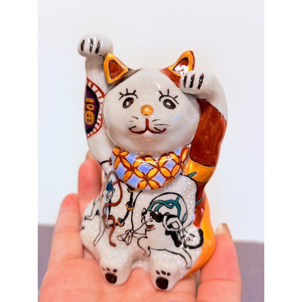 超級可愛 雷神風神貓貓九谷燒-細節圖2
