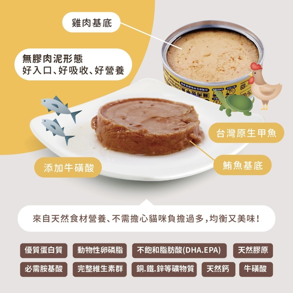 【chew me】貓主食罐80G(12罐/24罐) 無膠主食罐 低磷 雞肉/鮪魚/甲魚食材添加 貓肉泥罐 耀月官方直營-細節圖7