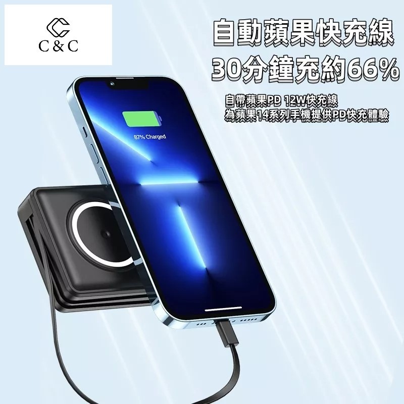 ☆全新升級二代☆磁吸行動電源 多功能行動電源 全方位行動充  自帶線行動電源 15000容量-細節圖3