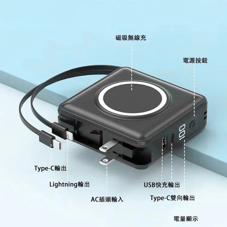 ☆全新升級二代☆磁吸行動電源 多功能行動電源 全方位行動充  自帶線行動電源 15000容量-細節圖7