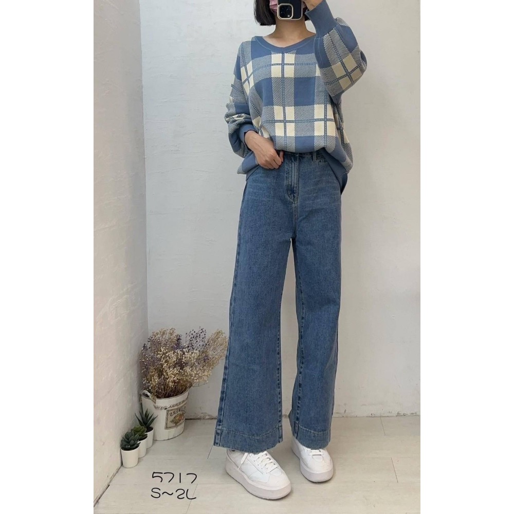 JAN🌻早春新品～面料硬挺不易皺牛仔寬褲（27733）-細節圖2