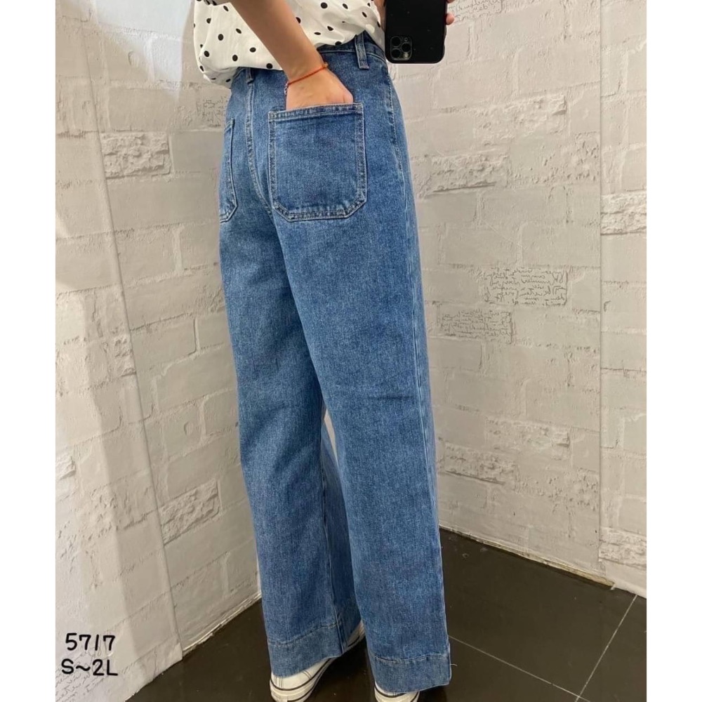 JAN🌻早春新品～面料硬挺不易皺牛仔寬褲（27733）-細節圖3