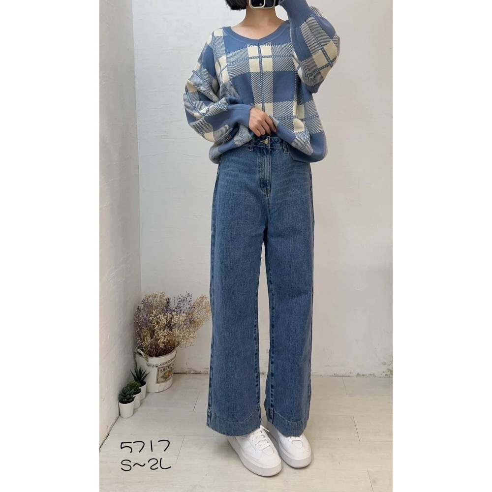 JAN🌻早春新品～面料硬挺不易皺牛仔寬褲（27733）-細節圖6