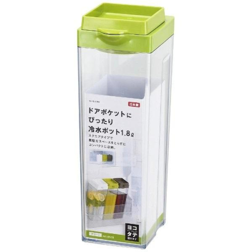 PEARL 方形冷水壺1.8L 綠【日本製造】方形設計 冷水壺 水壺 果汁壺 空間利用【森森日式百貨】
