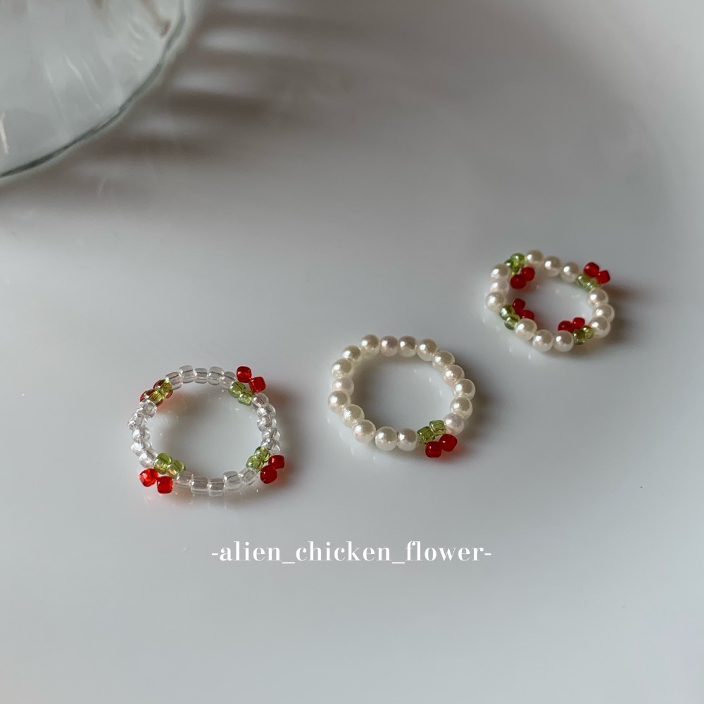 𝓐𝓬𝓯🍿外星家ㄟ串珠戒指·͜·可愛小櫻桃🍒系列·͜· 手工串珠·͜· 串珠戒指·͜· 戒指·͜·-細節圖5