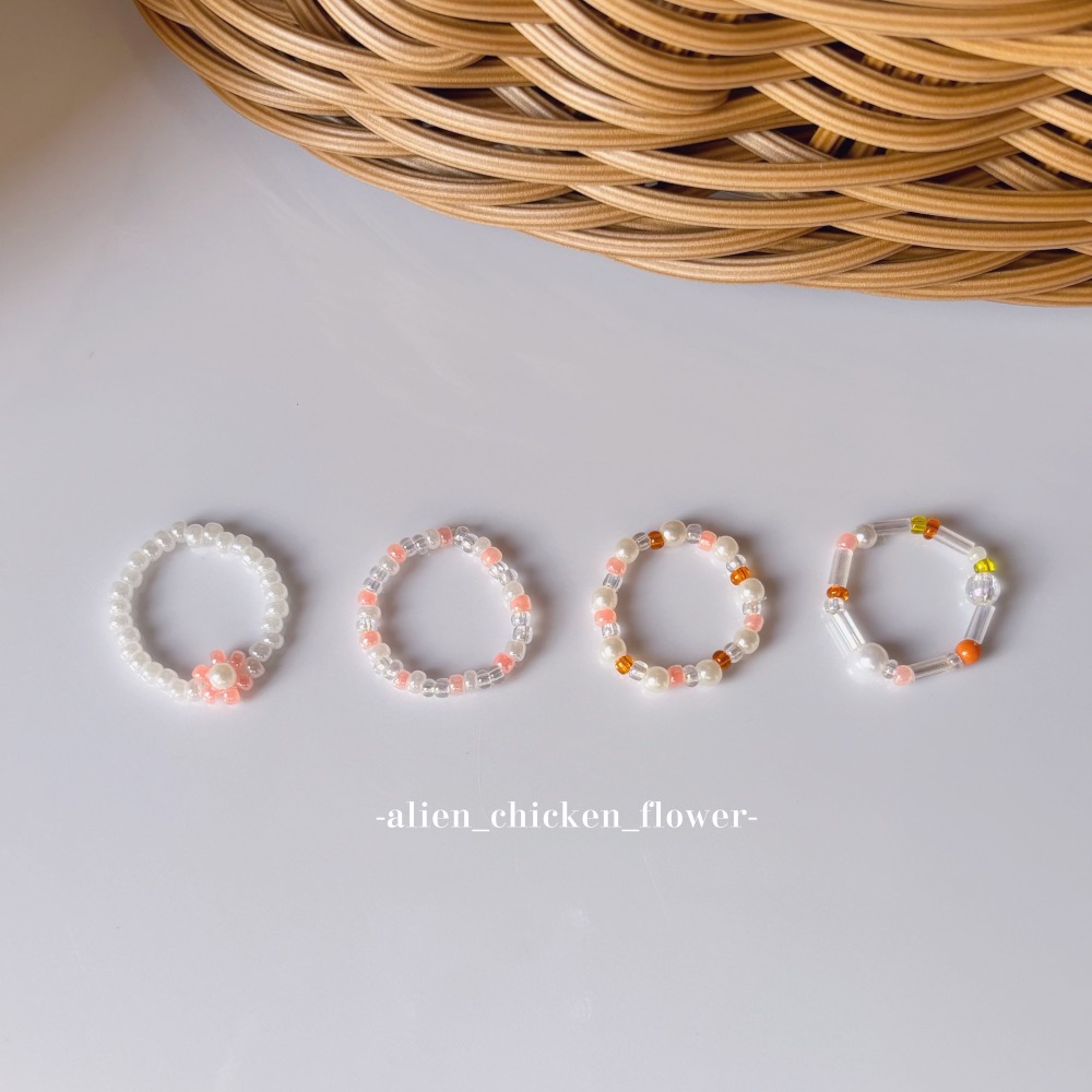 𝓐𝓬𝓯🍿外星家ㄟ串珠戒指·͜·小奶橘花園🍊系列·͜· 手工串珠·͜· 串珠戒指·͜· 戒指·͜·-細節圖4