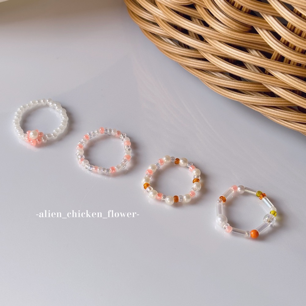𝓐𝓬𝓯🍿外星家ㄟ串珠戒指·͜·小奶橘花園🍊系列·͜· 手工串珠·͜· 串珠戒指·͜· 戒指·͜·-細節圖6