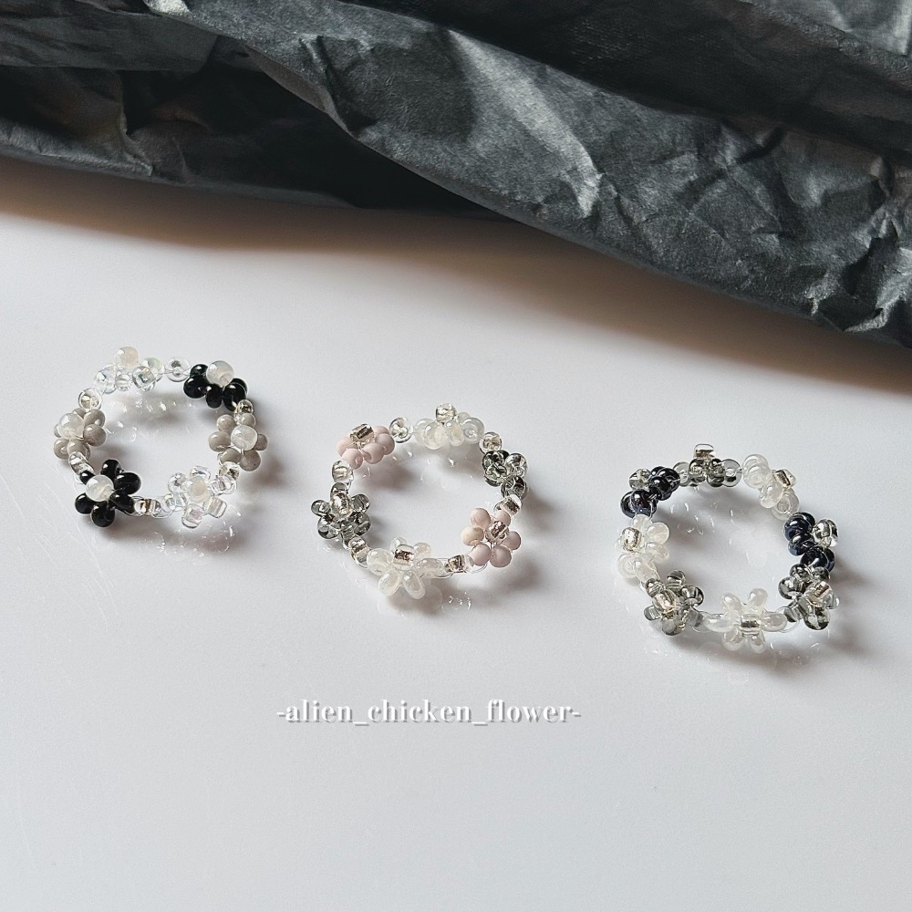 𝓐𝓬𝓯🍿外星家ㄟ串珠戒指·͜· 人間稀有ㄉ銀灰白花花🖤🩶🤍·͜· 手工串珠·͜· 串珠戒指·͜· 戒指·-細節圖6