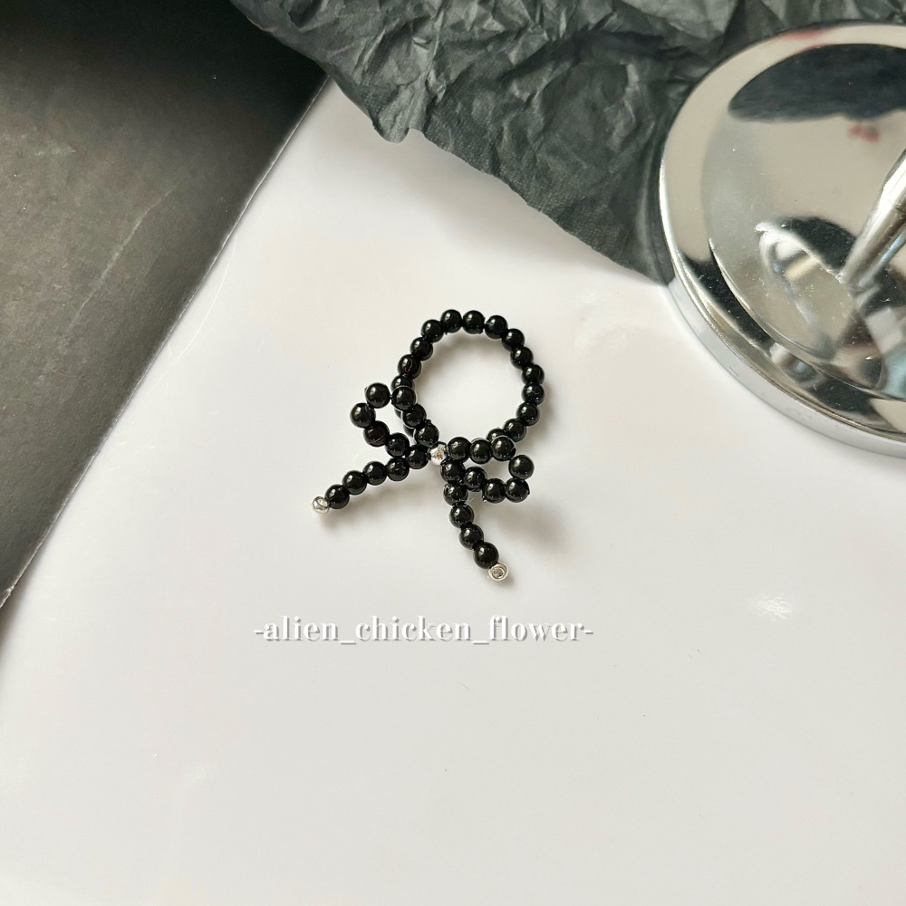 ￼𝓐𝓬𝓯🍿外星家ㄟ串珠戒指·͜· 黑糖珍珠奶茶蝴蝶結🧋🎀✨戒指·͜· 手工串珠·͜· 串珠戒指·͜· 戒指-細節圖2
