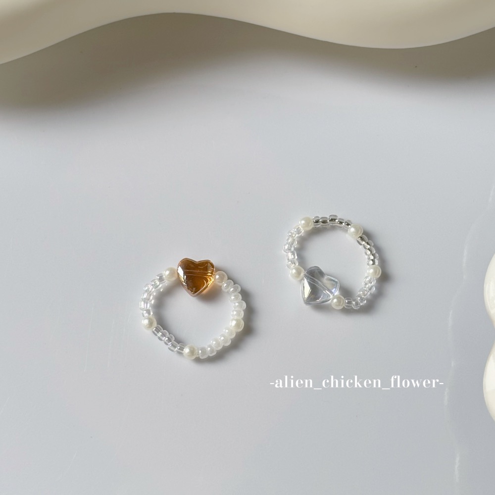 𝓐𝓬𝓯🍿外星家ㄟ串珠戒指·͜· 琥珀の倒影🩶✨愛心小戒指系列·͜· 手工串珠·͜· 串珠戒指·͜· 戒指-細節圖5