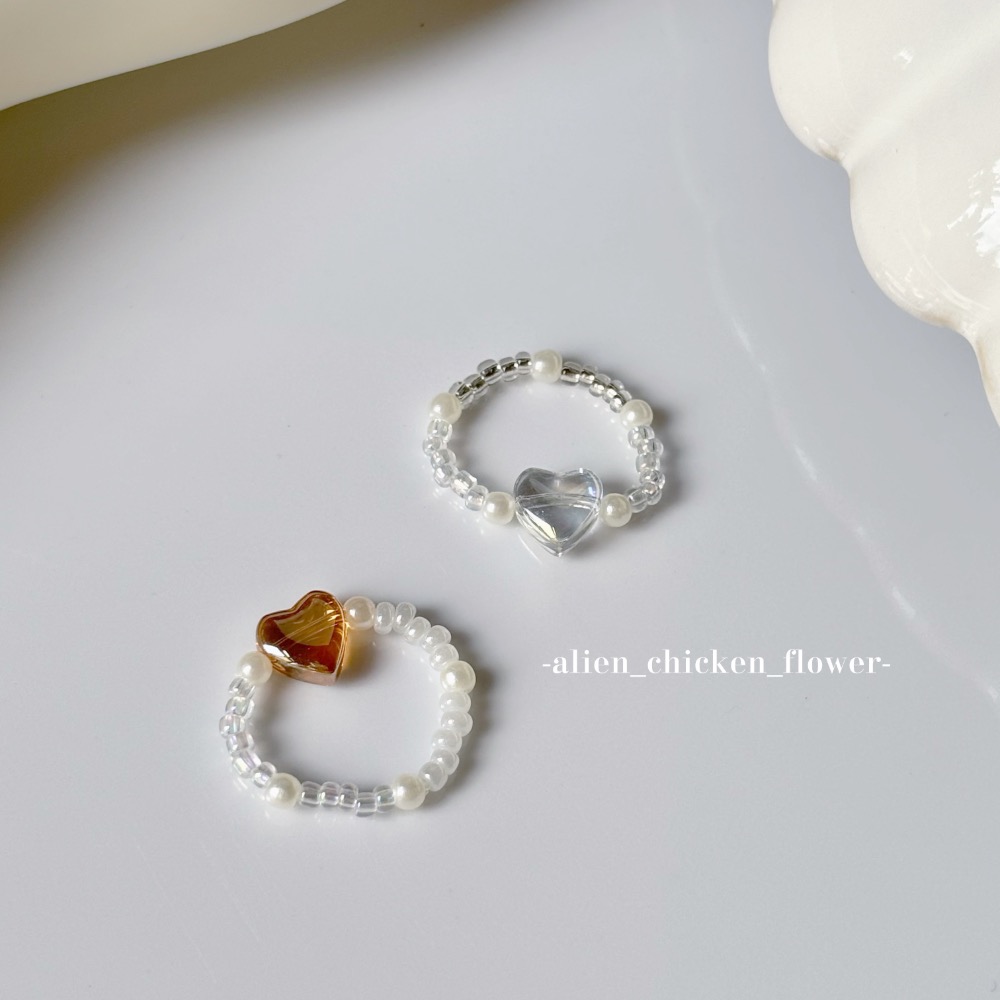 𝓐𝓬𝓯🍿外星家ㄟ串珠戒指·͜· 琥珀の倒影🩶✨愛心小戒指系列·͜· 手工串珠·͜· 串珠戒指·͜· 戒指-細節圖6