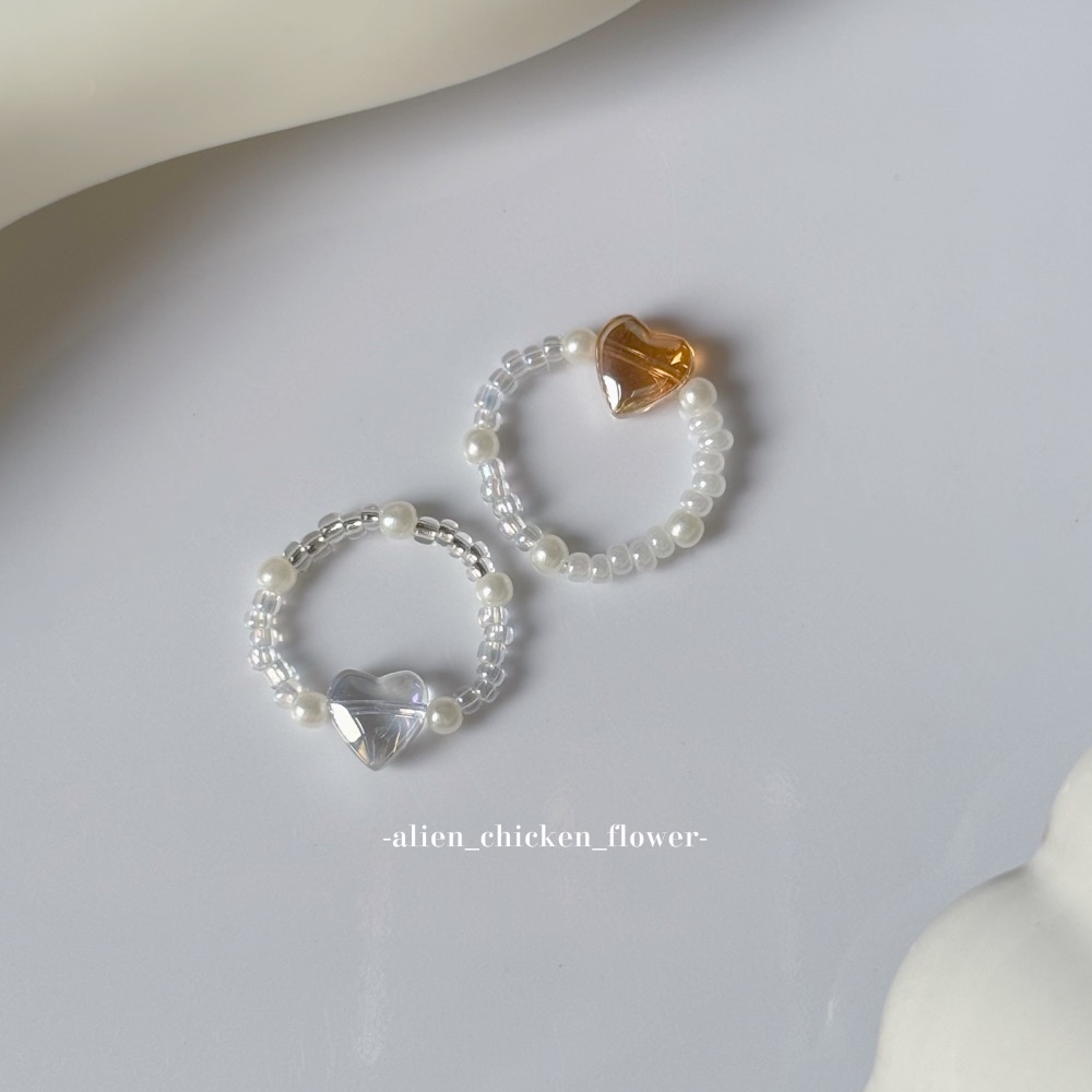 𝓐𝓬𝓯🍿外星家ㄟ串珠戒指·͜· 琥珀の倒影🩶✨愛心小戒指系列·͜· 手工串珠·͜· 串珠戒指·͜· 戒指-細節圖8
