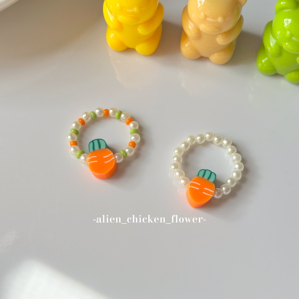 𝓐𝓬𝓯🍿外星家ㄟ串珠戒指·͜· 蘿蔔～蘿蔔～紅蘿蔔🥕系列小戒指·͜· 手工串珠·͜· 串珠戒指·͜· 戒指-細節圖3