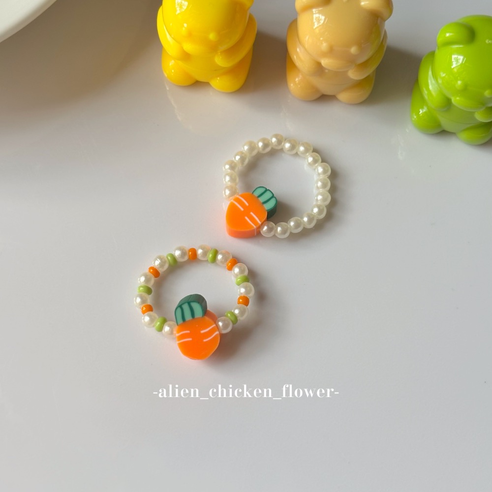 𝓐𝓬𝓯🍿外星家ㄟ串珠戒指·͜· 蘿蔔～蘿蔔～紅蘿蔔🥕系列小戒指·͜· 手工串珠·͜· 串珠戒指·͜· 戒指-細節圖6