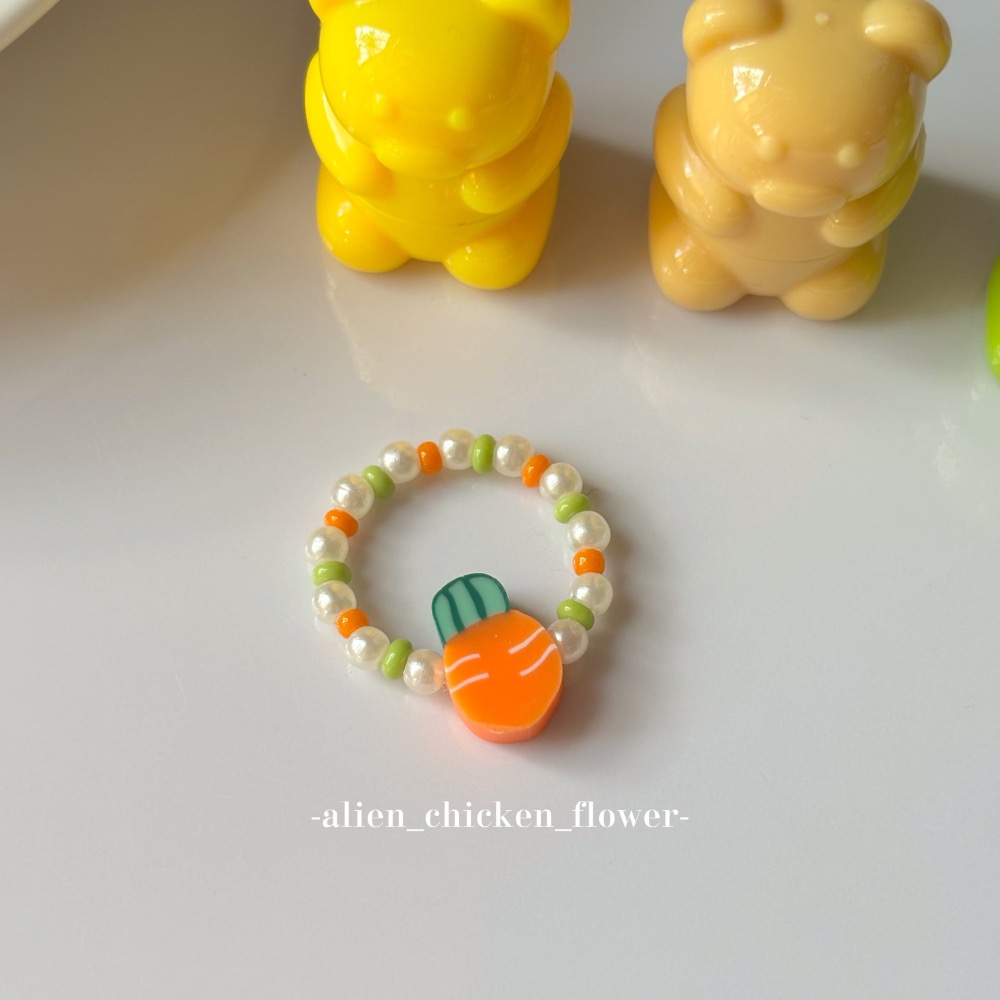 𝓐𝓬𝓯🍿外星家ㄟ串珠戒指·͜· 蘿蔔～蘿蔔～紅蘿蔔🥕系列小戒指·͜· 手工串珠·͜· 串珠戒指·͜· 戒指-規格圖8
