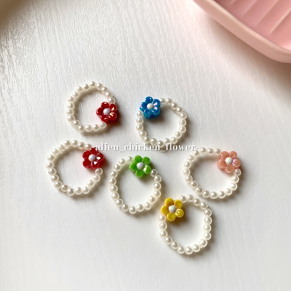 𝓐𝓬𝓯🍿外星家ㄟ串珠戒指·͜· 飽和色系小花花系列·͜· 手工串珠·͜· 串珠戒指·͜· 戒指·͜·-細節圖2