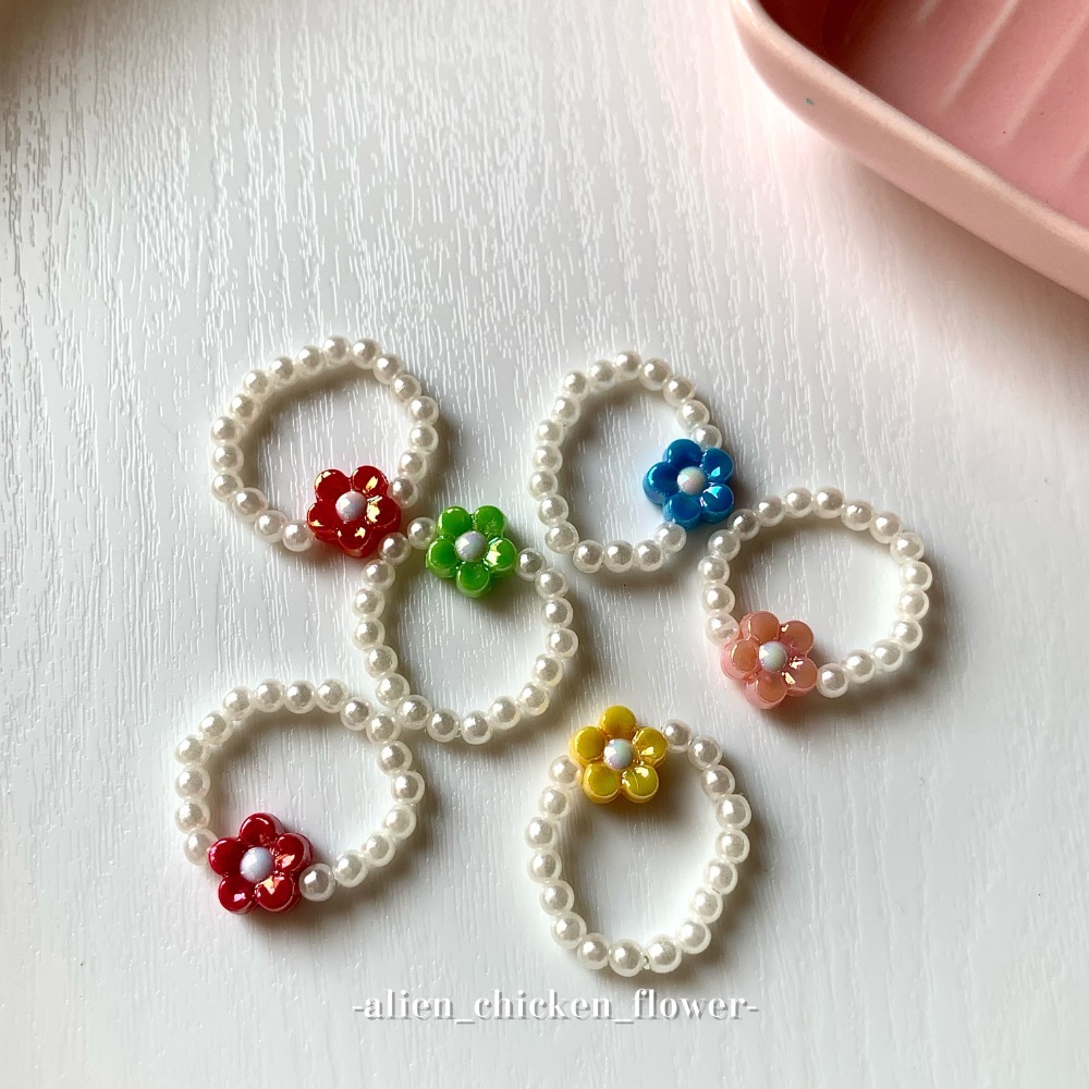 𝓐𝓬𝓯🍿外星家ㄟ串珠戒指·͜· 飽和色系小花花系列·͜· 手工串珠·͜· 串珠戒指·͜· 戒指·͜·-細節圖3