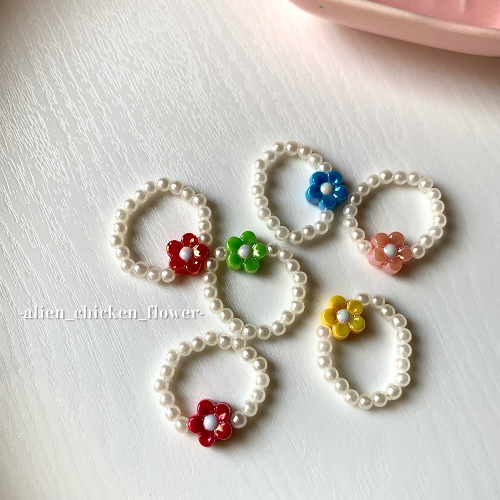 𝓐𝓬𝓯🍿外星家ㄟ串珠戒指·͜· 飽和色系小花花系列·͜· 手工串珠·͜· 串珠戒指·͜· 戒指·͜·-細節圖4