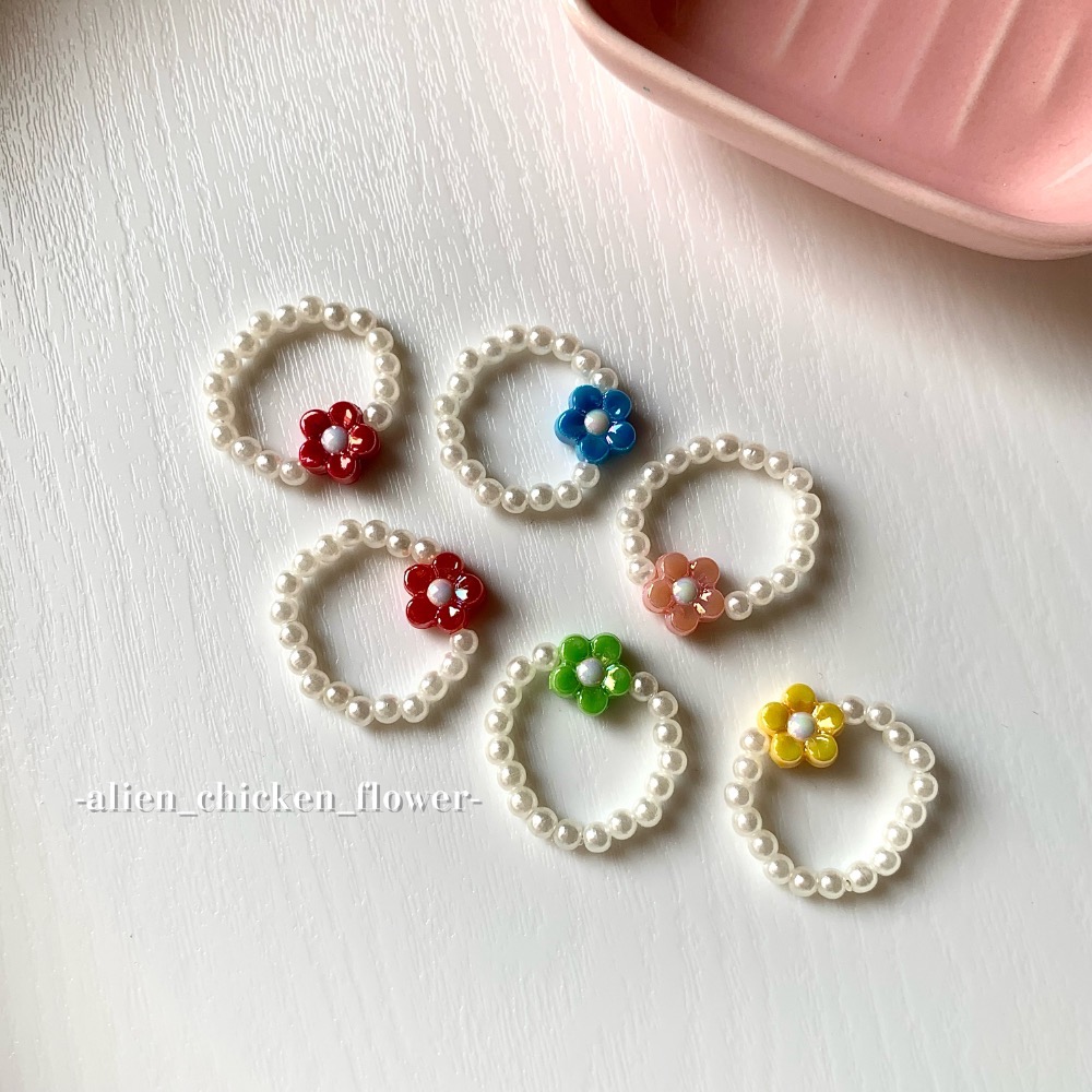 𝓐𝓬𝓯🍿外星家ㄟ串珠戒指·͜· 飽和色系小花花系列·͜· 手工串珠·͜· 串珠戒指·͜· 戒指·͜·-細節圖5