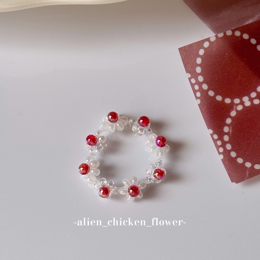 𝓐𝓬𝓯🍿外星家ㄟ串珠戒指·͜· 昭和時代の鮮奶油櫻桃蛋糕🍒🍰系列·͜· 手工串珠·͜· 串珠戒指·͜·-規格圖8