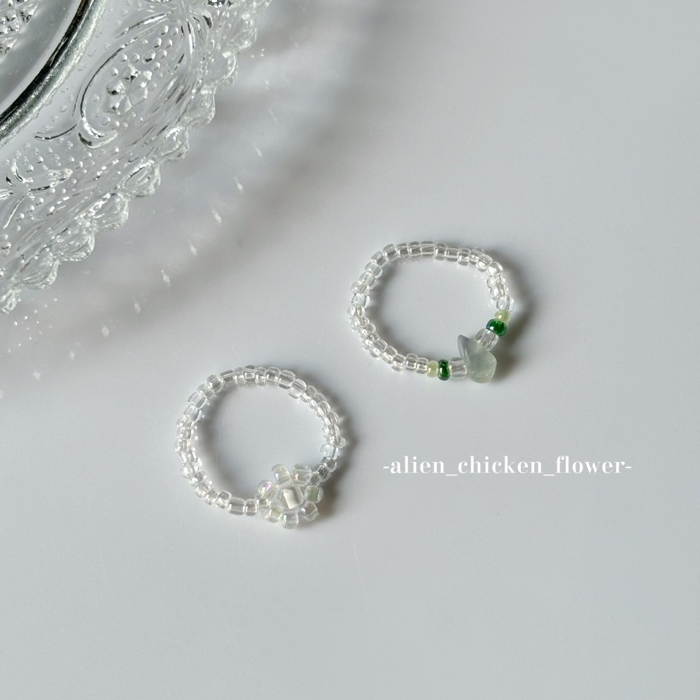 𝓐𝓬𝓯🍿外星家ㄟ串珠戒指·͜· 透明泡泡花🫧系列·͜· 手工串珠·͜· 串珠戒指·͜· 戒指·͜·-細節圖2
