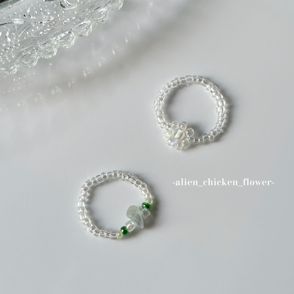 𝓐𝓬𝓯🍿外星家ㄟ串珠戒指·͜· 透明泡泡花🫧系列·͜· 手工串珠·͜· 串珠戒指·͜· 戒指·͜·-細節圖3