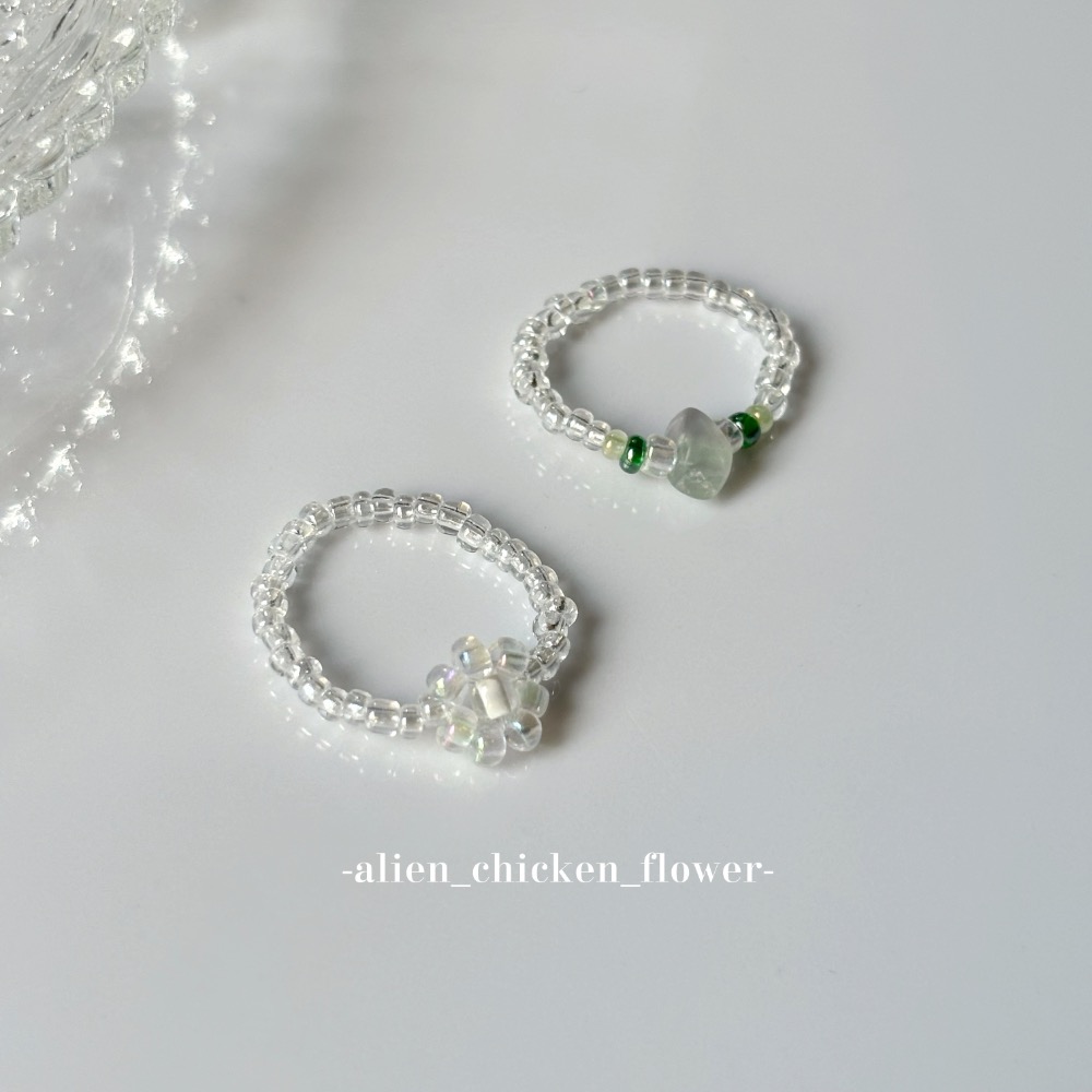 𝓐𝓬𝓯🍿外星家ㄟ串珠戒指·͜· 透明泡泡花🫧系列·͜· 手工串珠·͜· 串珠戒指·͜· 戒指·͜·-細節圖4