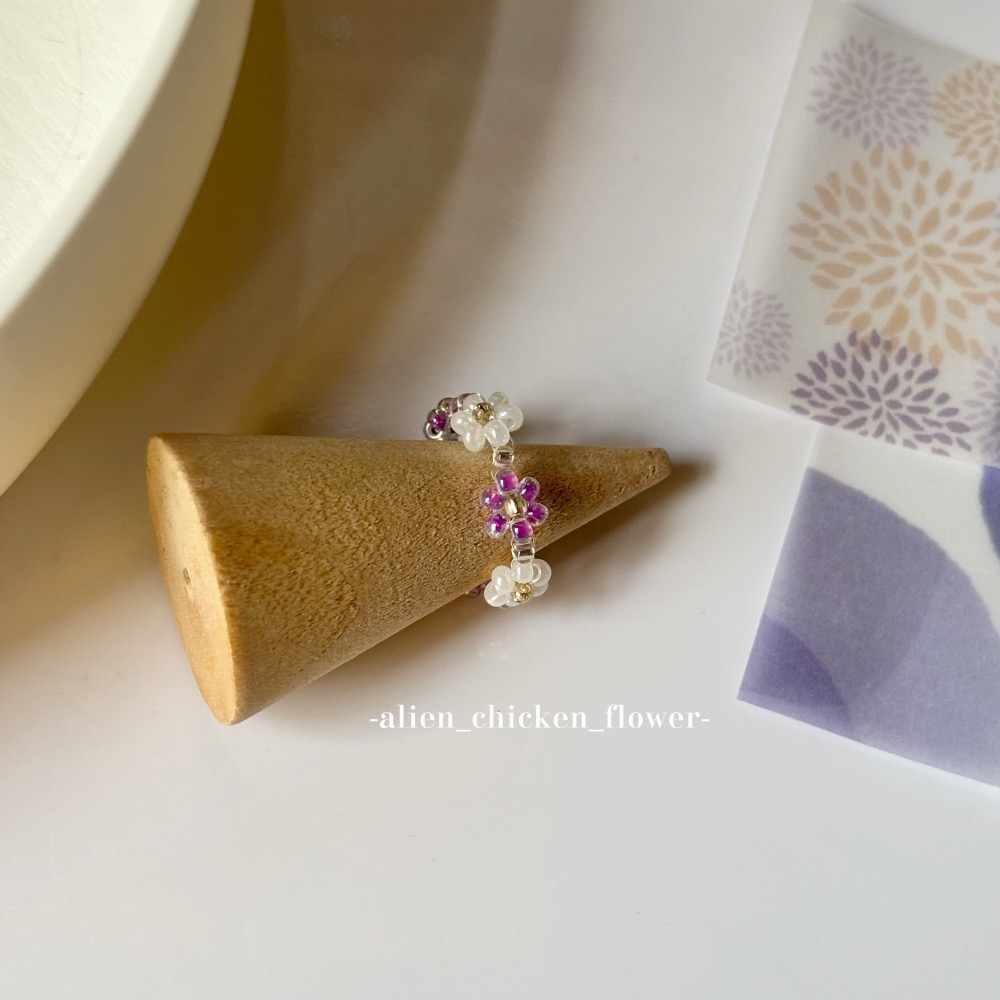 𝓐𝓬𝓯🍿外星家ㄟ串珠戒指·͜· 葡萄串串小花圈戒指🍇🫧· 手工串珠·͜· 串珠戒指·͜· 戒指·͜·-細節圖2