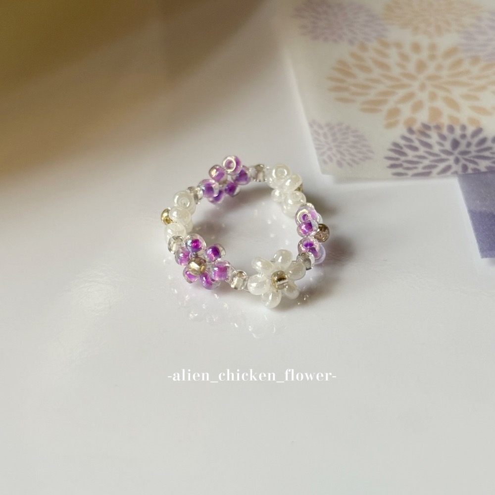 𝓐𝓬𝓯🍿外星家ㄟ串珠戒指·͜· 葡萄串串小花圈戒指🍇🫧· 手工串珠·͜· 串珠戒指·͜· 戒指·͜·-細節圖4